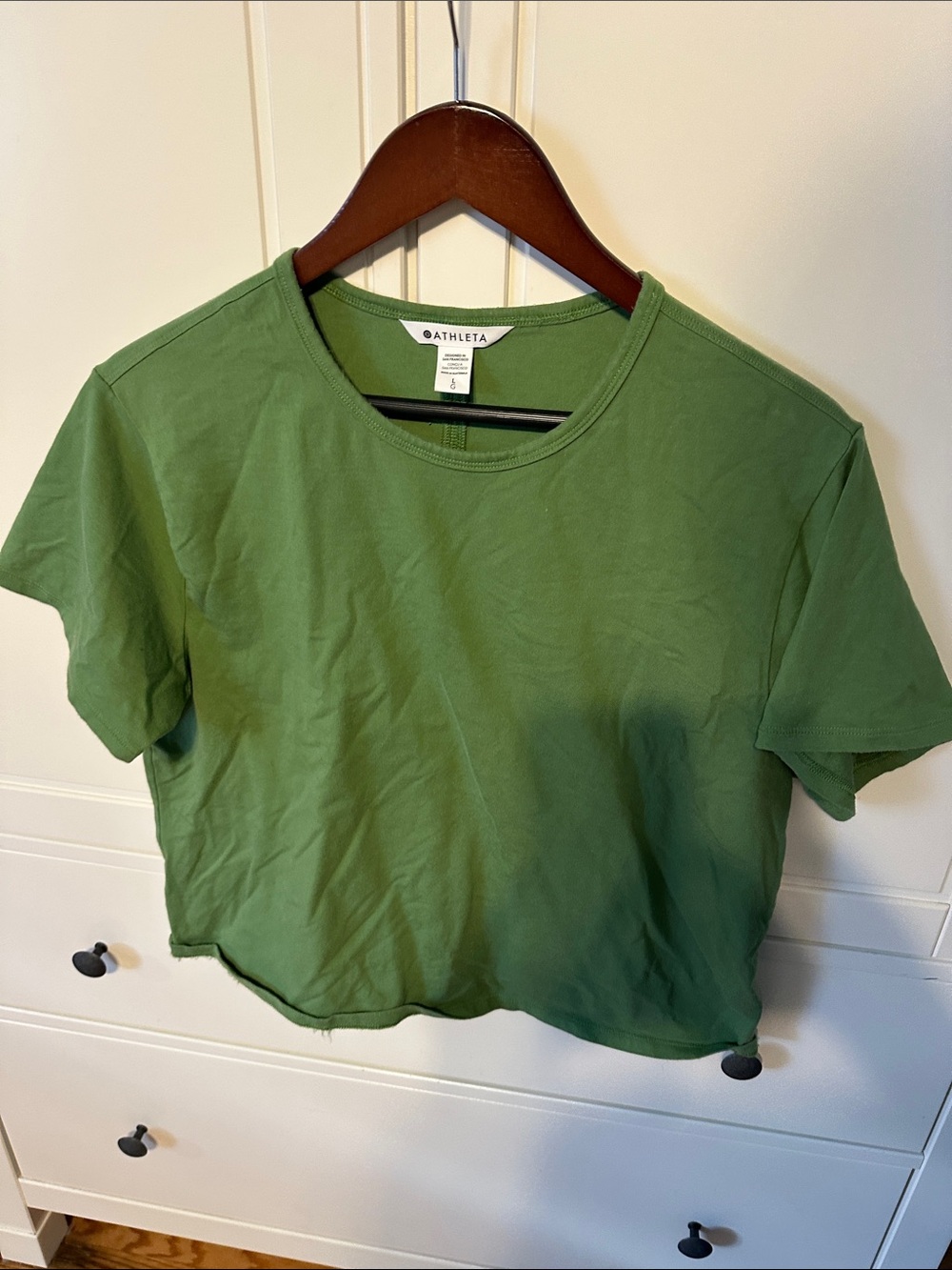 Athleta Green Short-Sleeve Crop Tee